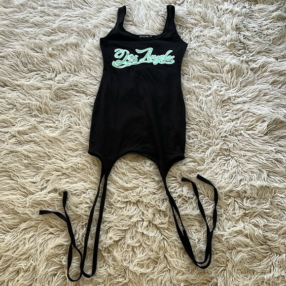 NWOT PrettyLittleThing ‘Los Angeles’ black strappy bodycon dress size 6 - Picture 6 of 10